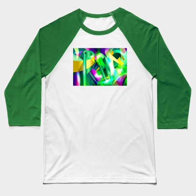 GREEN-ACID Cubism Abstract Digital Art # 07 Baseball T-Shirt by elkingrueso